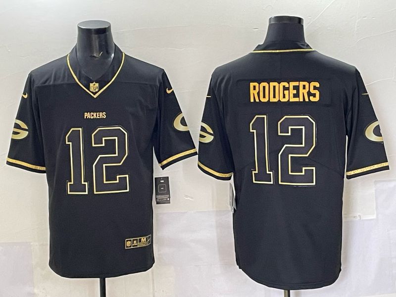 Men 2025 Green Bay Packers 12 Rodgers Black Nike Limited NFL Jersey 002